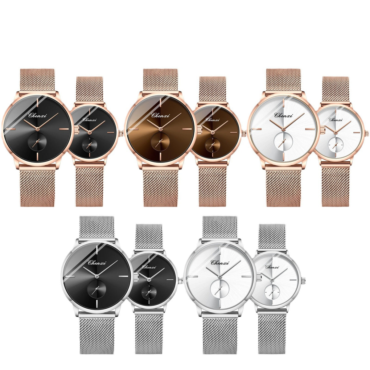 Slim Steel Mesh Quartz Watch for Couples