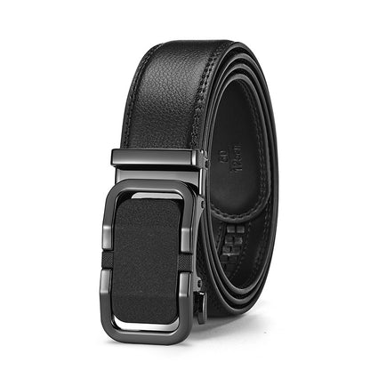 Mens Genuine Leather Automatic Buckle Business Belt