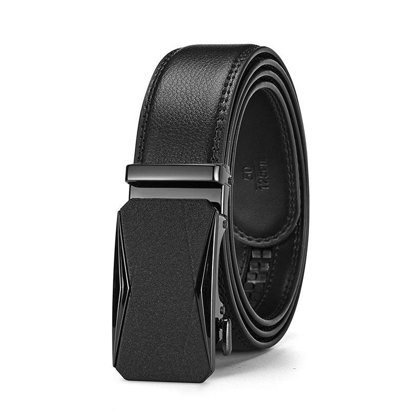 Mens Genuine Leather Automatic Buckle Business Belt
