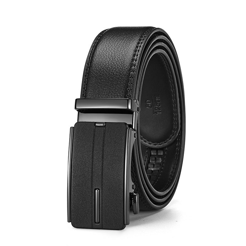 Mens Genuine Leather Automatic Buckle Business Belt