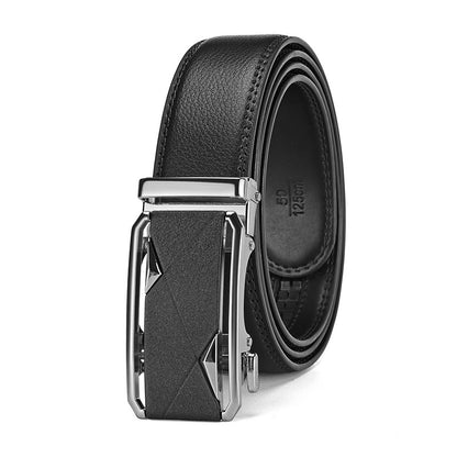 Mens Genuine Leather Automatic Buckle Business Belt