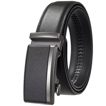 Mens Genuine Leather Automatic Buckle Business Belt