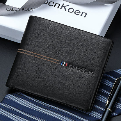 Genuine leather short wallet