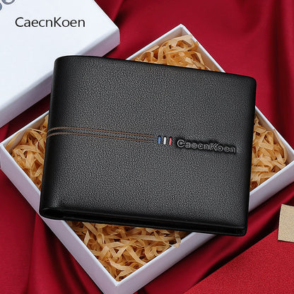 Genuine leather short wallet