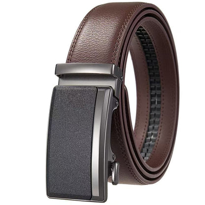 Mens Genuine Leather Automatic Buckle Business Belt