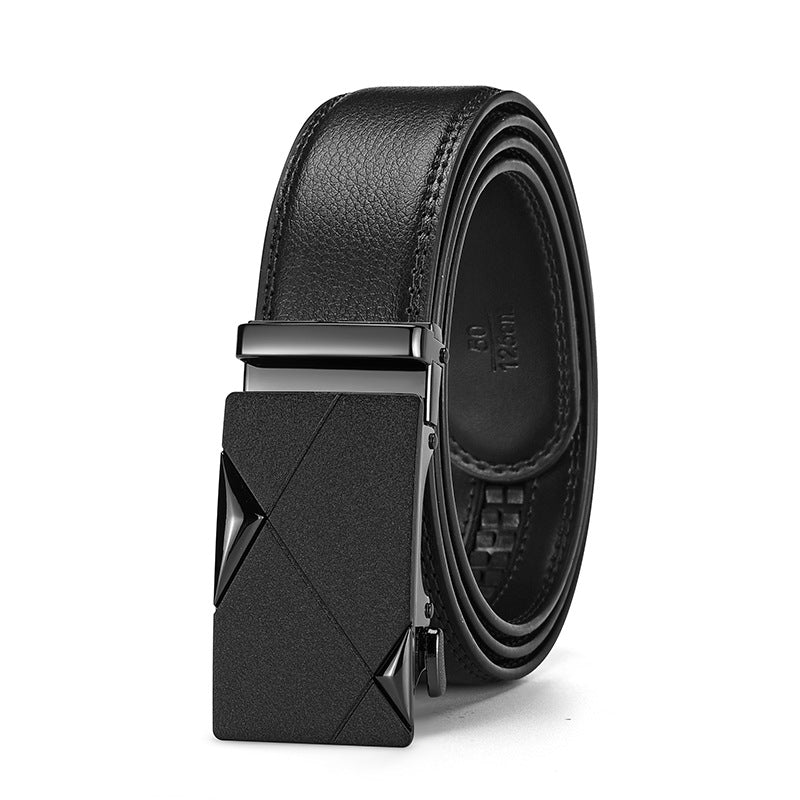 Mens Genuine Leather Automatic Buckle Business Belt