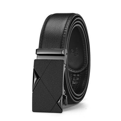 Mens Genuine Leather Automatic Buckle Business Belt