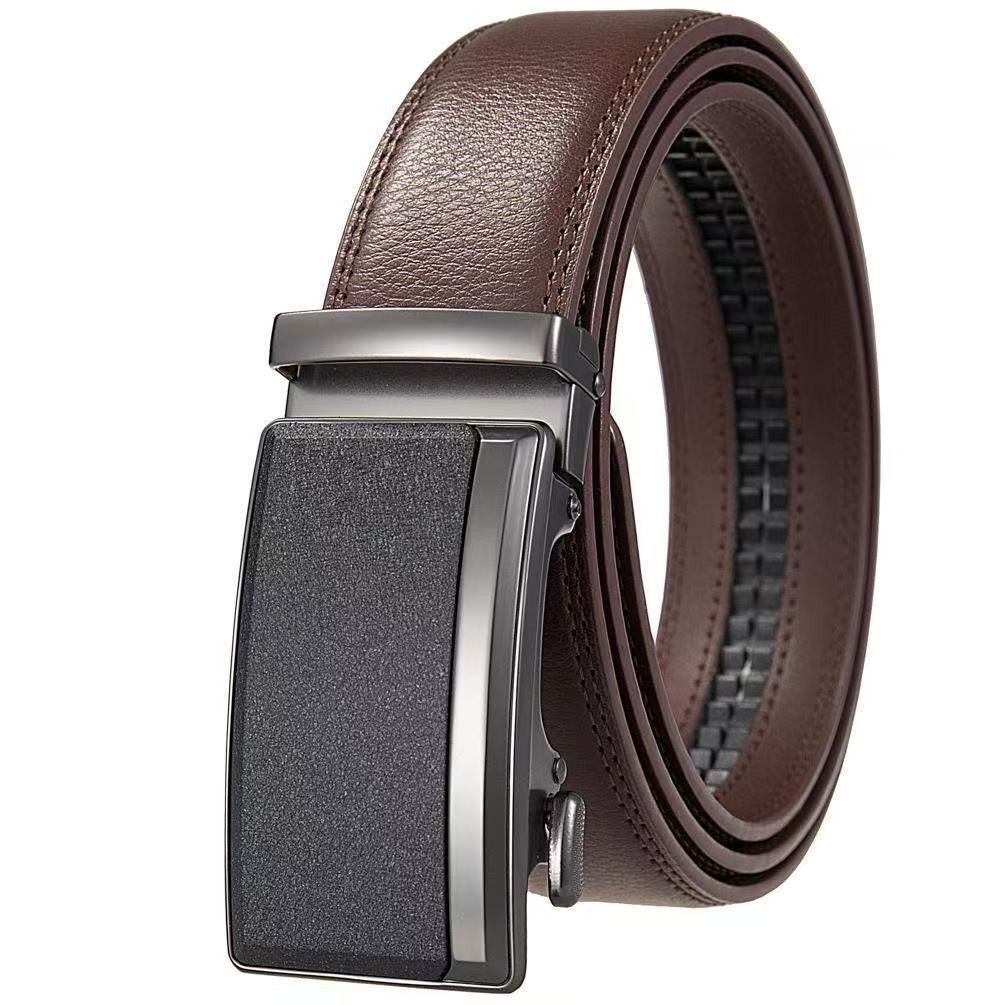 Mens Genuine Leather Automatic Buckle Business Belt