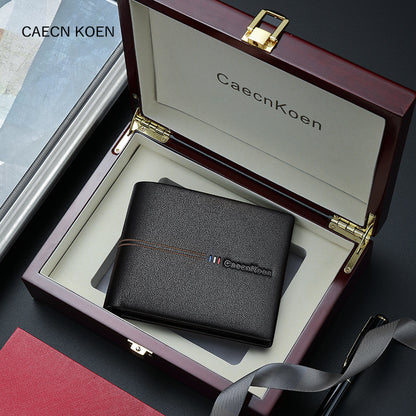 Genuine leather short wallet