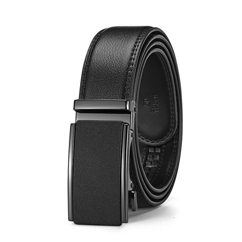 Mens Genuine Leather Automatic Buckle Business Belt