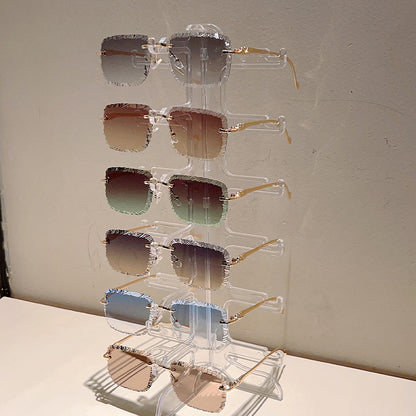 Personalized Broken Shape Lens Rimless Square Frame Sunglasses