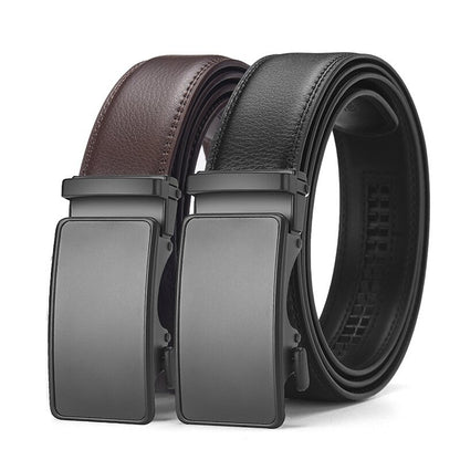 Mens Genuine Leather Automatic Buckle Business Belt