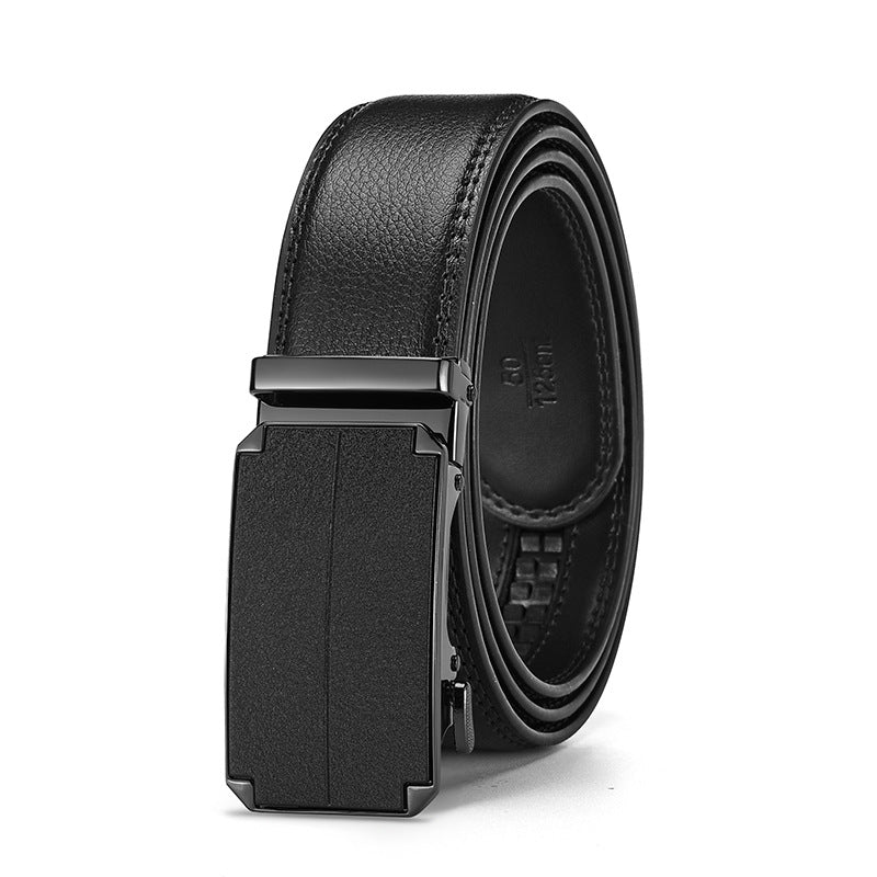 Mens Genuine Leather Automatic Buckle Business Belt