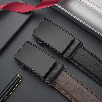 Mens Genuine Leather Automatic Buckle Business Belt