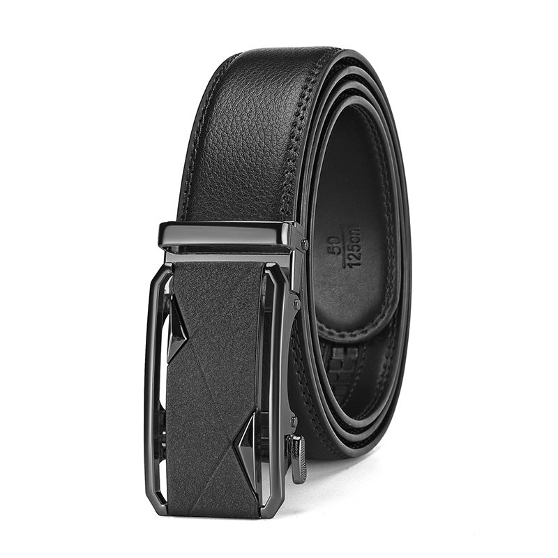 Mens Genuine Leather Automatic Buckle Business Belt